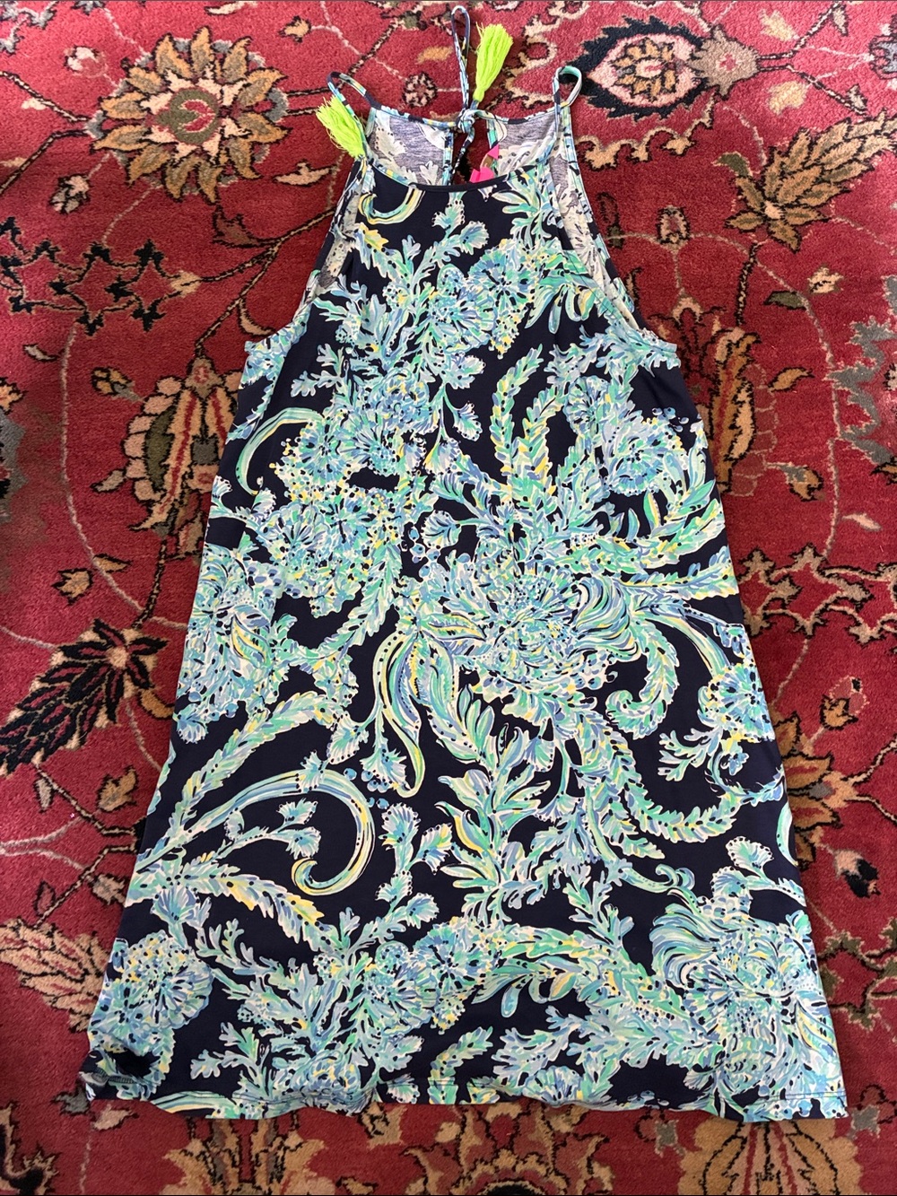 Lilly Pulitzer Navy Blue Floral Print Midi Dress